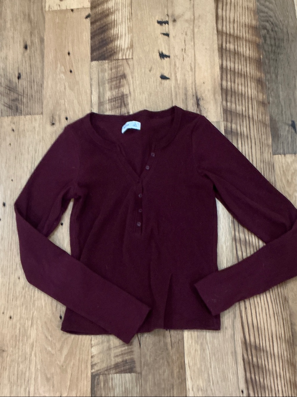 Hollister Girls' Long-Sleeve Henley Top - Wine